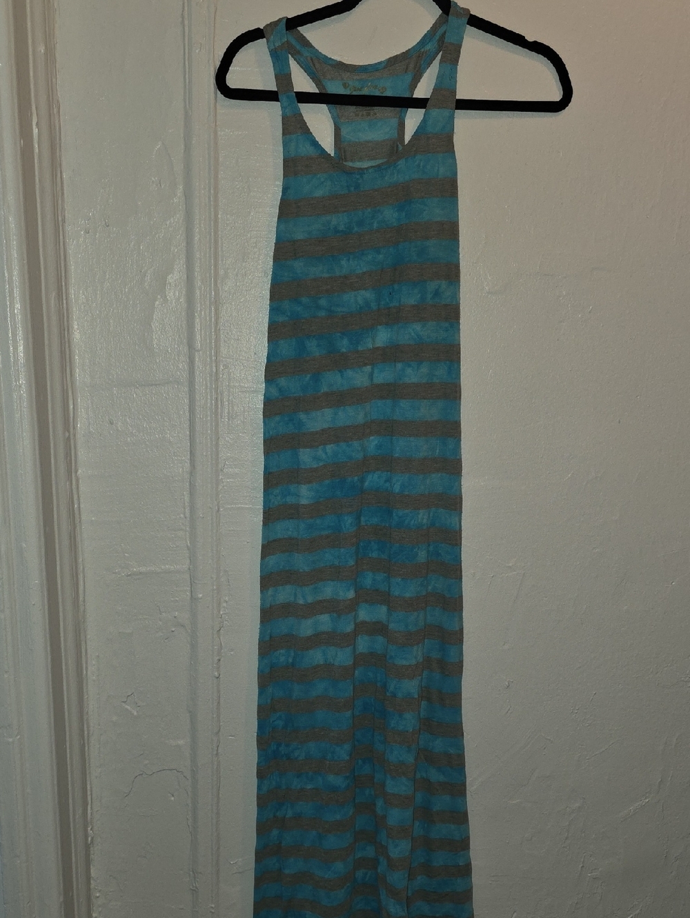 Just Love Blue and Gray Striped Maxi Dress